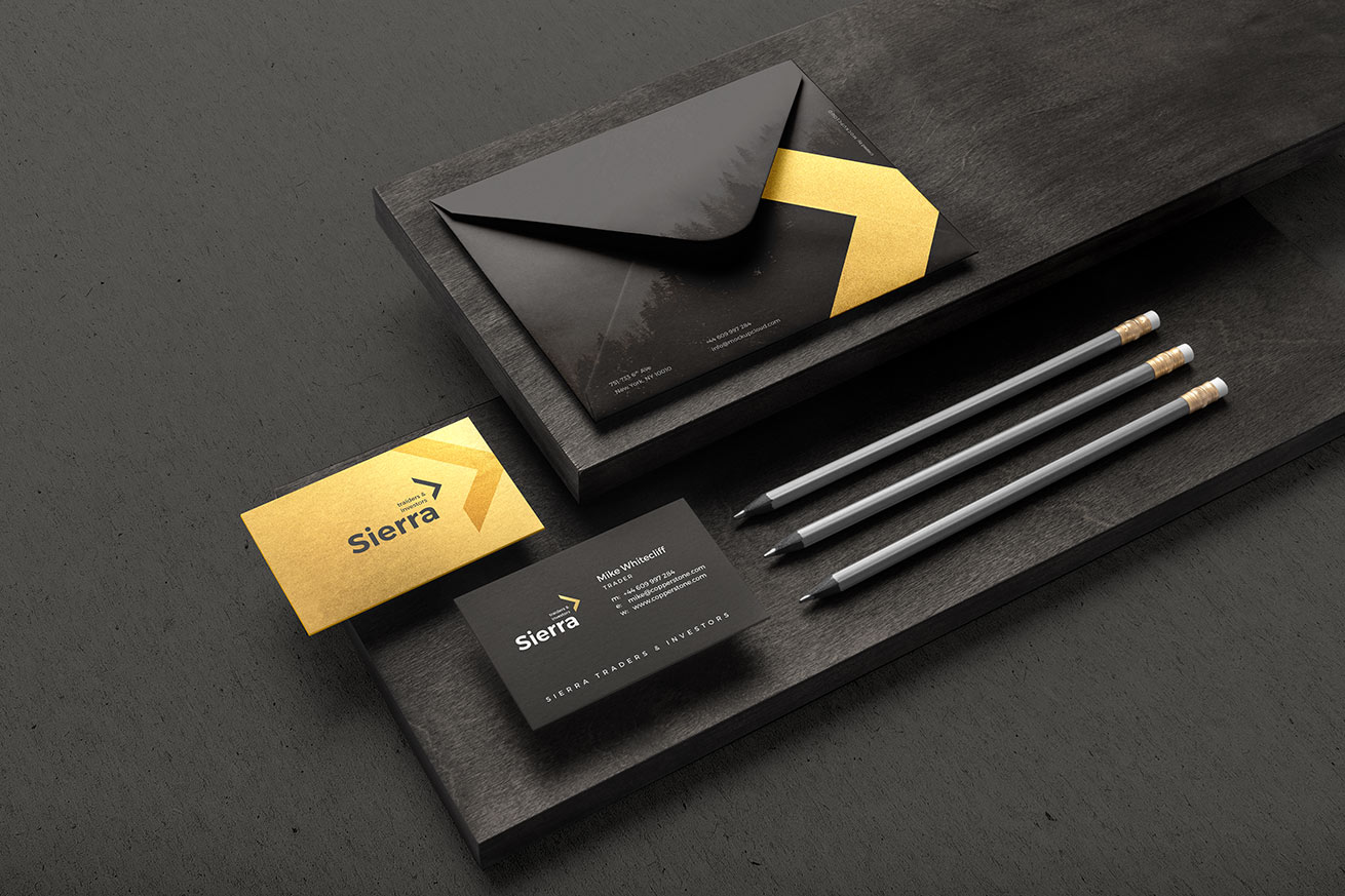 高品质木质烫金品牌VI提案贴图样机模板 Sierra - B