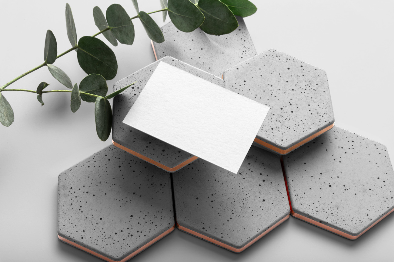六边形几何玫瑰金&花岗岩元素品牌VI提案贴图样机模板