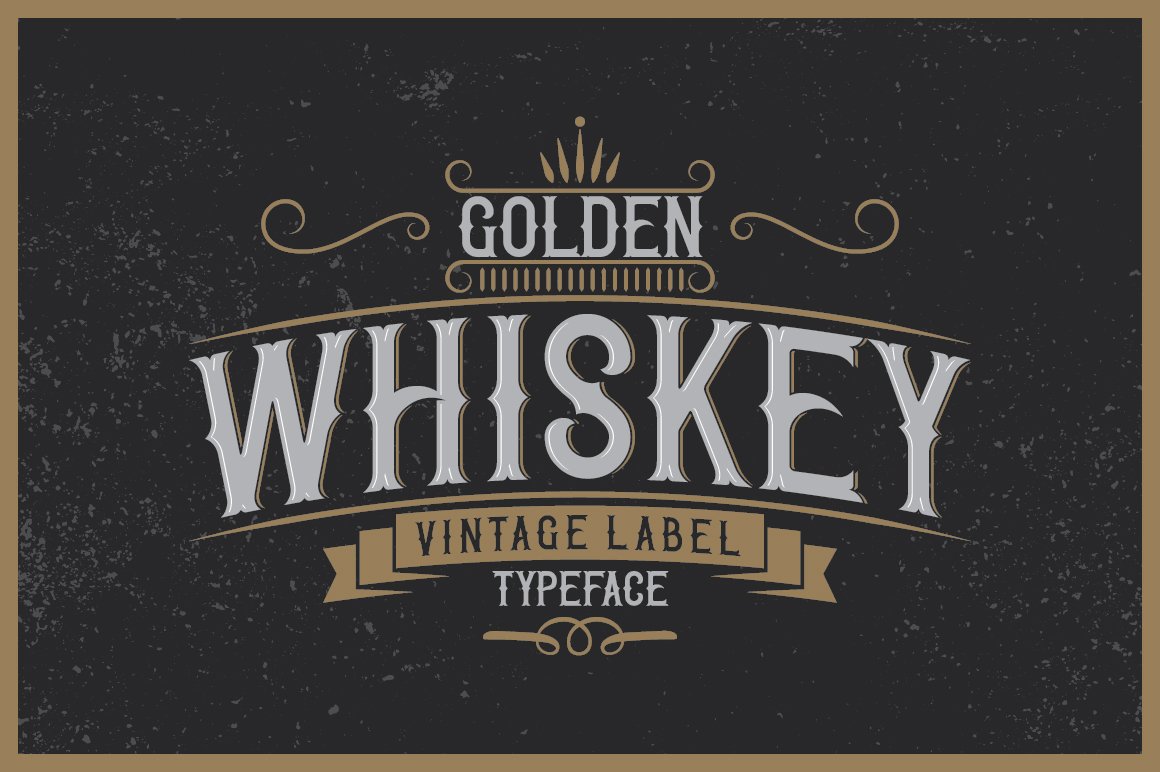 复古标签风格英文字体 Golden Whiskey type