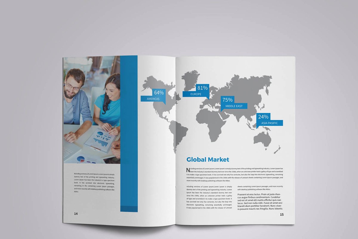 現代簡約藍色風格公司業務手冊設計模板