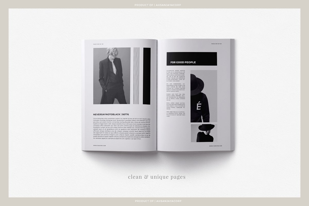 极简主义的模特服装摄影杂志图册设计模板