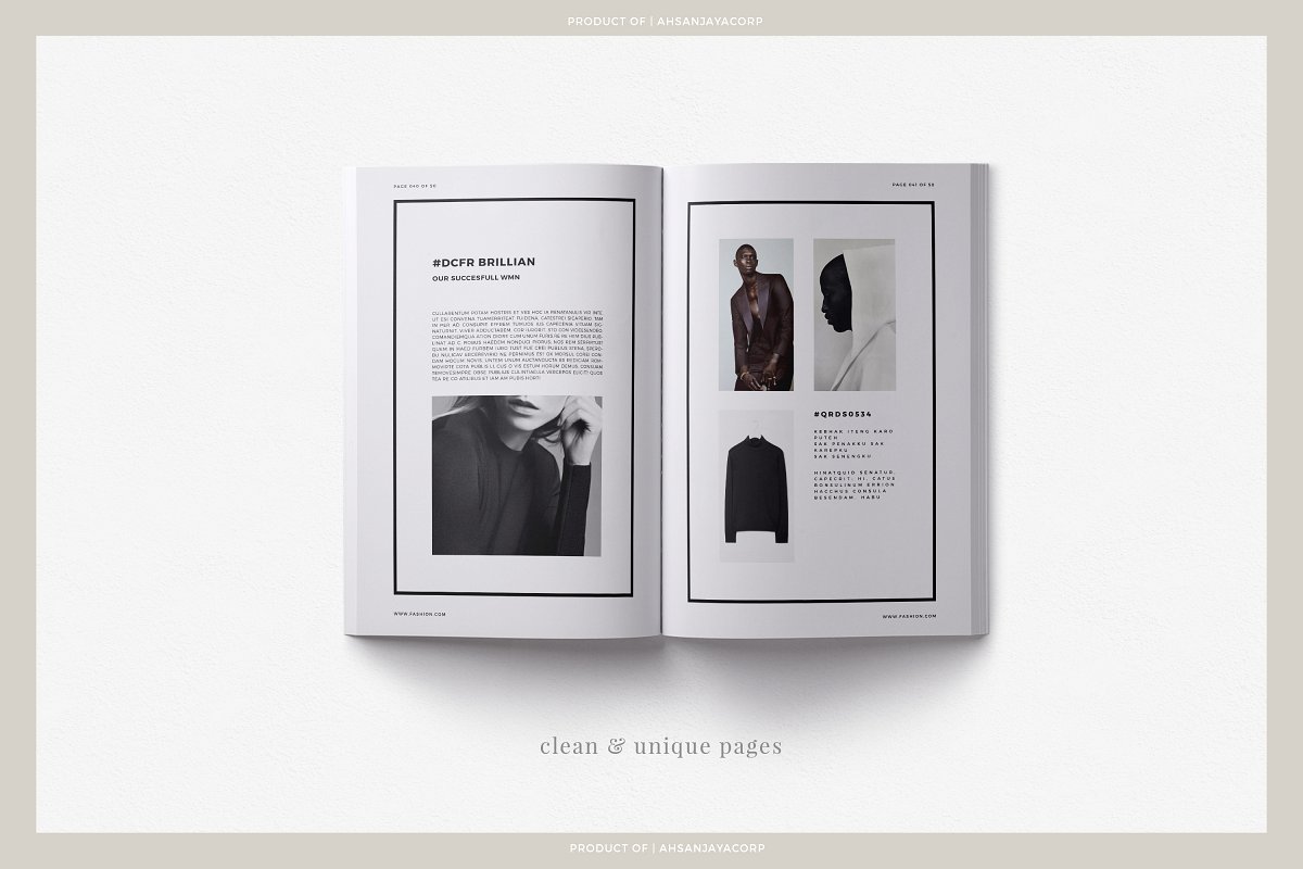 极简主义的模特服装摄影杂志图册设计模板