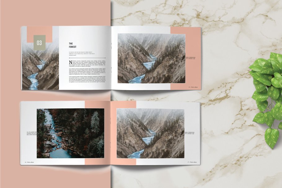 横版排版设计旅行风景杂志画册模板