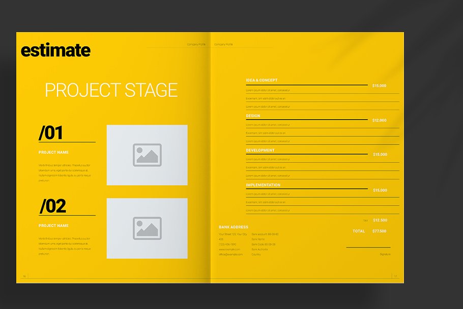 黄色系企业提案版面设计图册模板