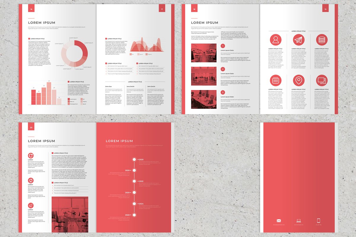红色主题商业计划书企业杂志设计模板