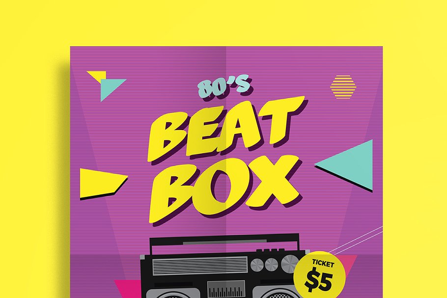 音乐传单 80s Beat Box Music Flyer