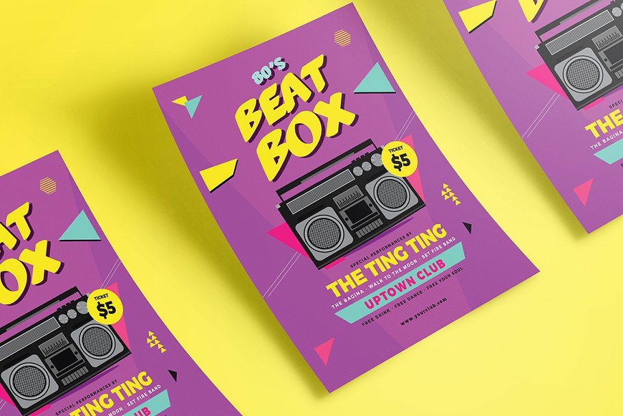音乐传单 80s Beat Box Music Flyer