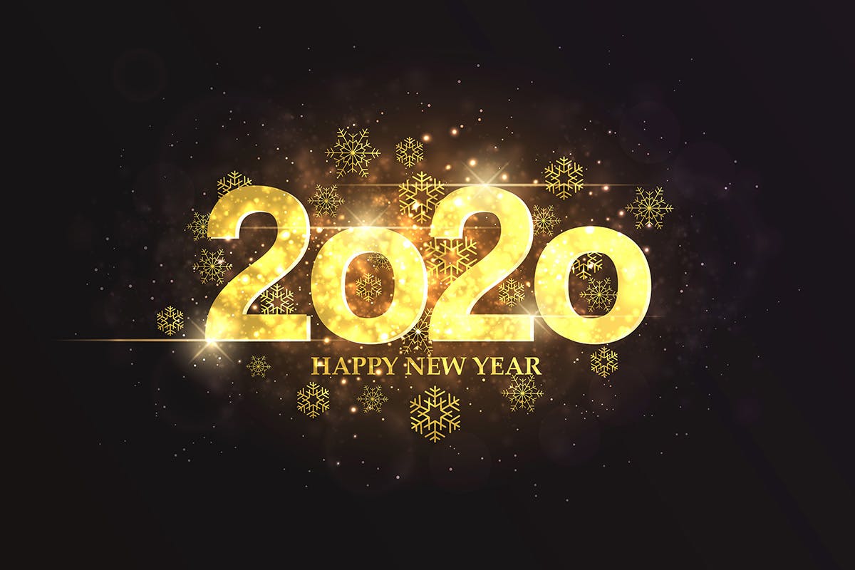 时尚绚丽2020新年快乐圣诞节banner海报设计模板