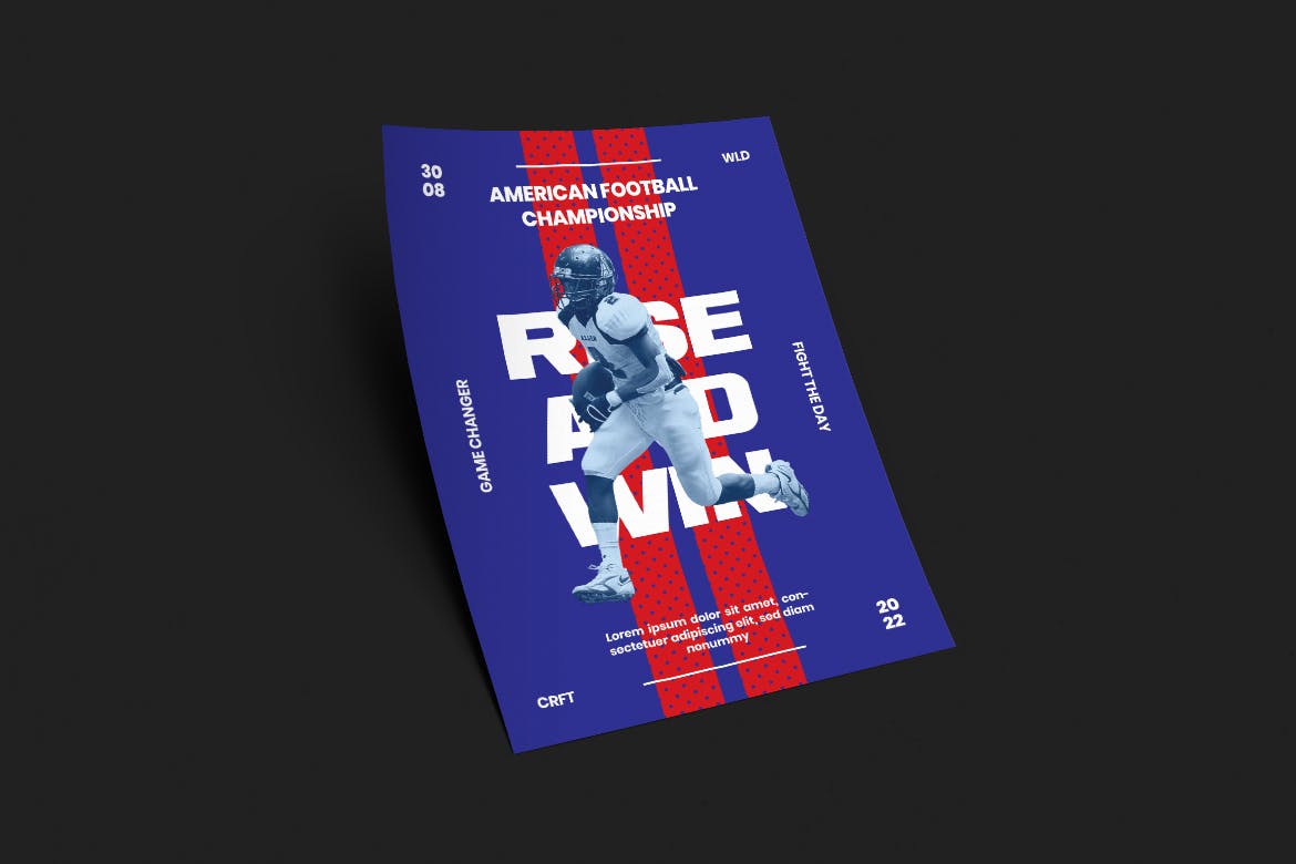 高品质的时尚震撼美式足球橄榄球运动海报设计模板