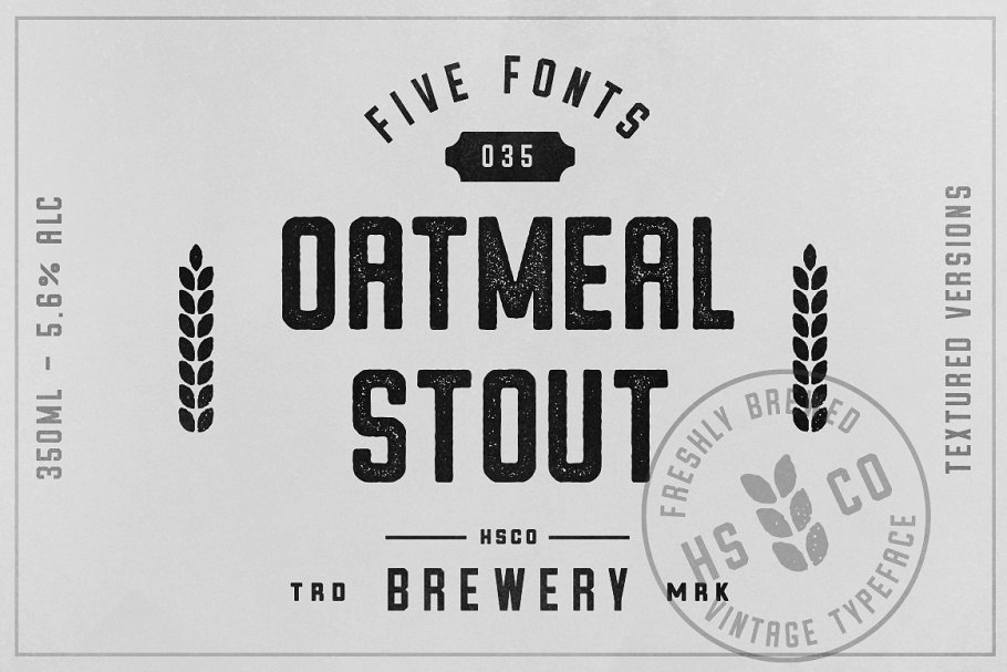 经典粗壮字体 Oatmeal Stout – 5 Style