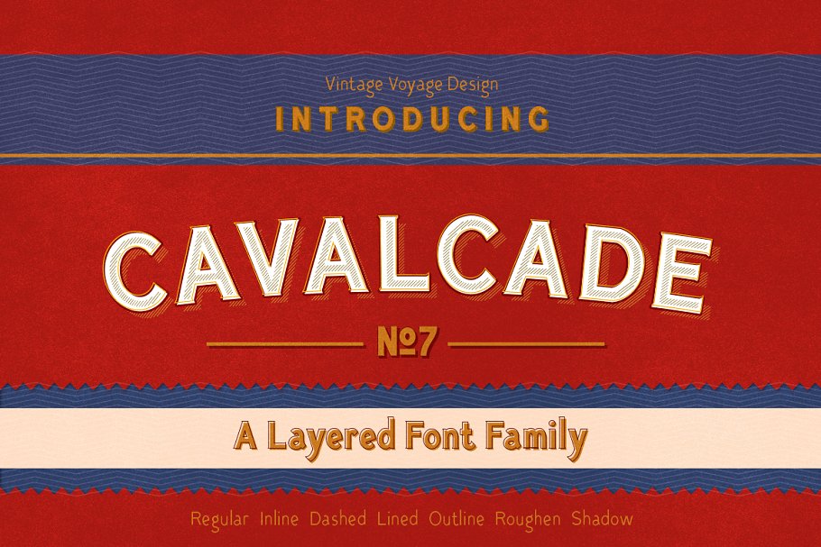 复古无衬线字体 Cavalcade Layered Fon