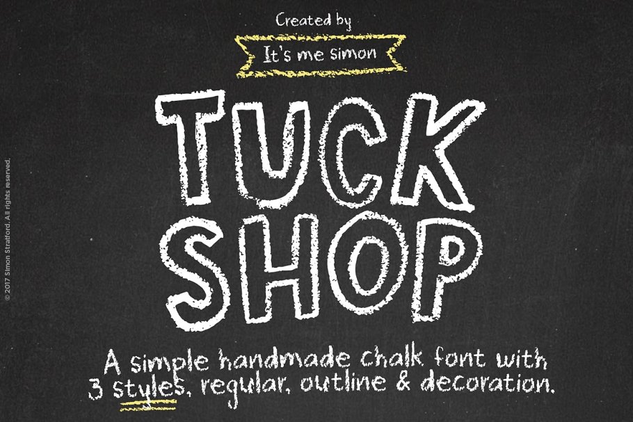 手绘粉笔字体 Chalk font Tuck Shop ha