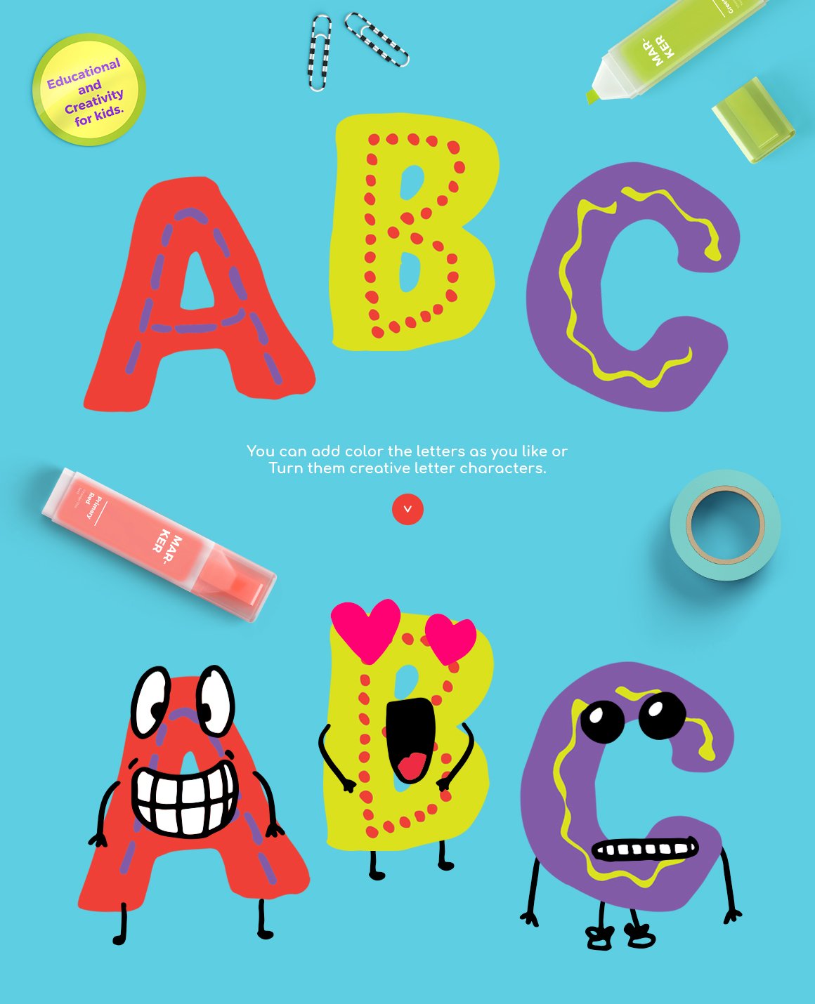 有趣涂鸦可爱童趣甜甜圈字母字符字体家族