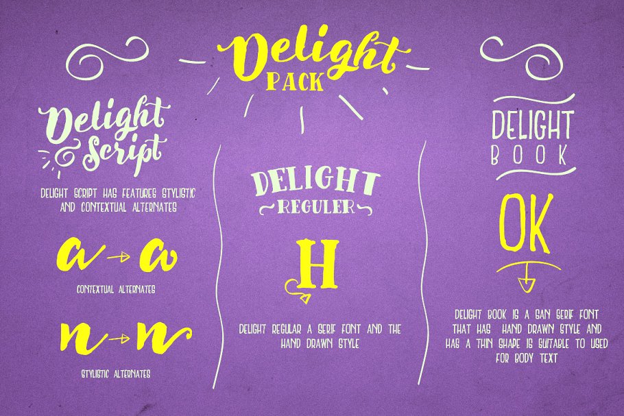 手写设计字体 Delight Font Pack &