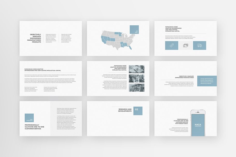 74极简主义商业计划书PPT模板 Naga – PowerP