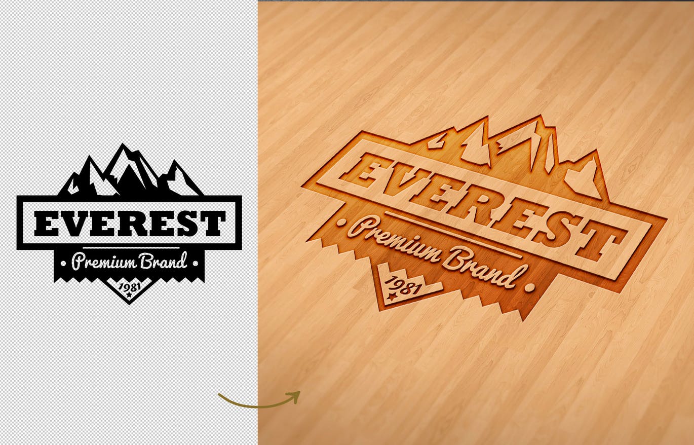 木刻效果的logo设计展示样机