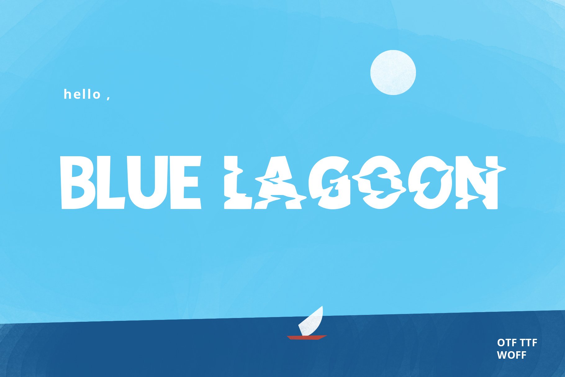 美丽的水波纹英文字体 Blue Lagoon Decorat