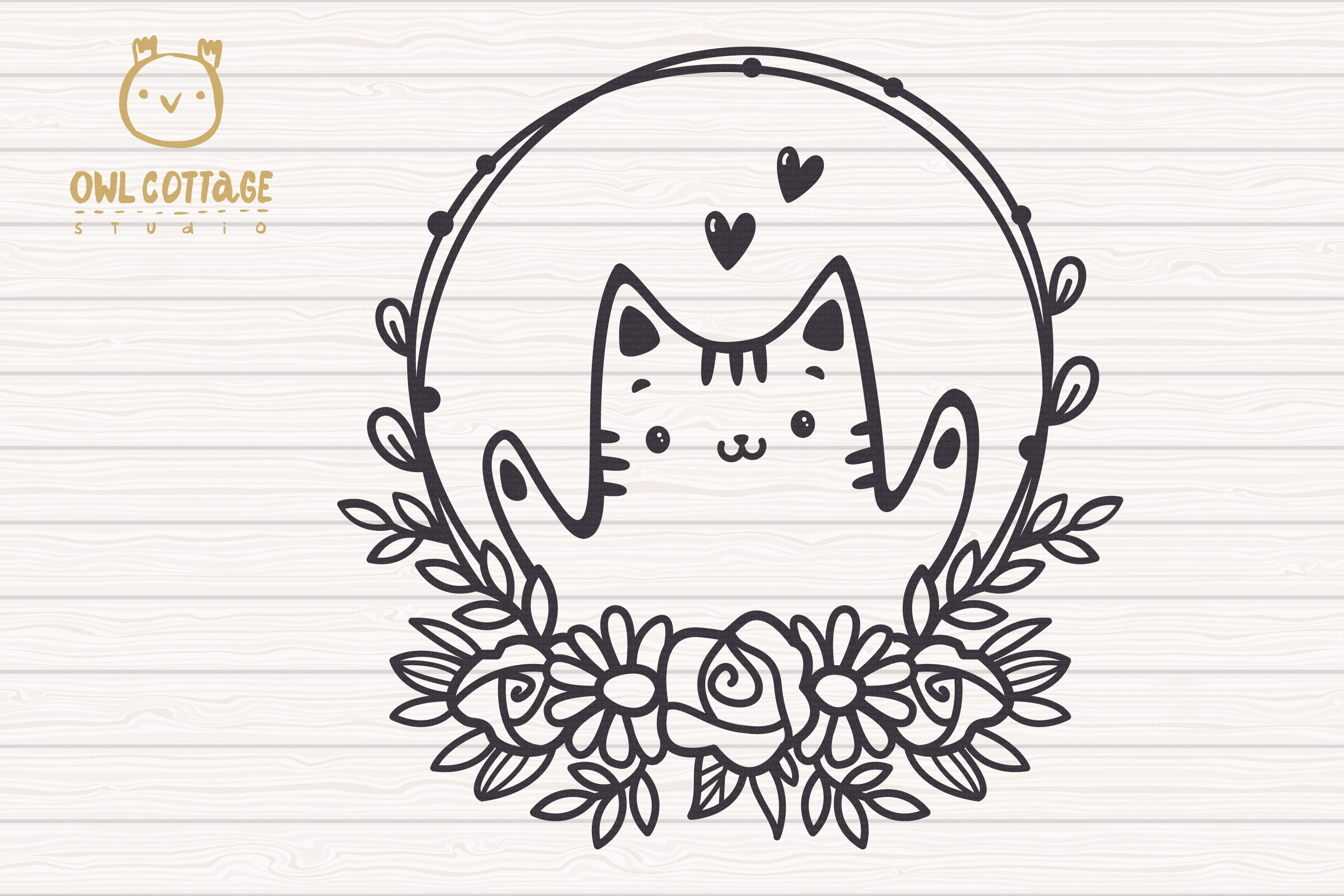 情人节猫咪线稿插画矢量素材 Valentine Cat sv