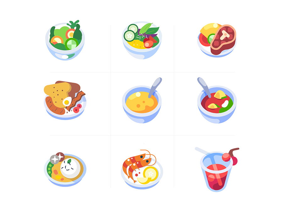 9个彩色的食物插画集合 Colorful Food Icon