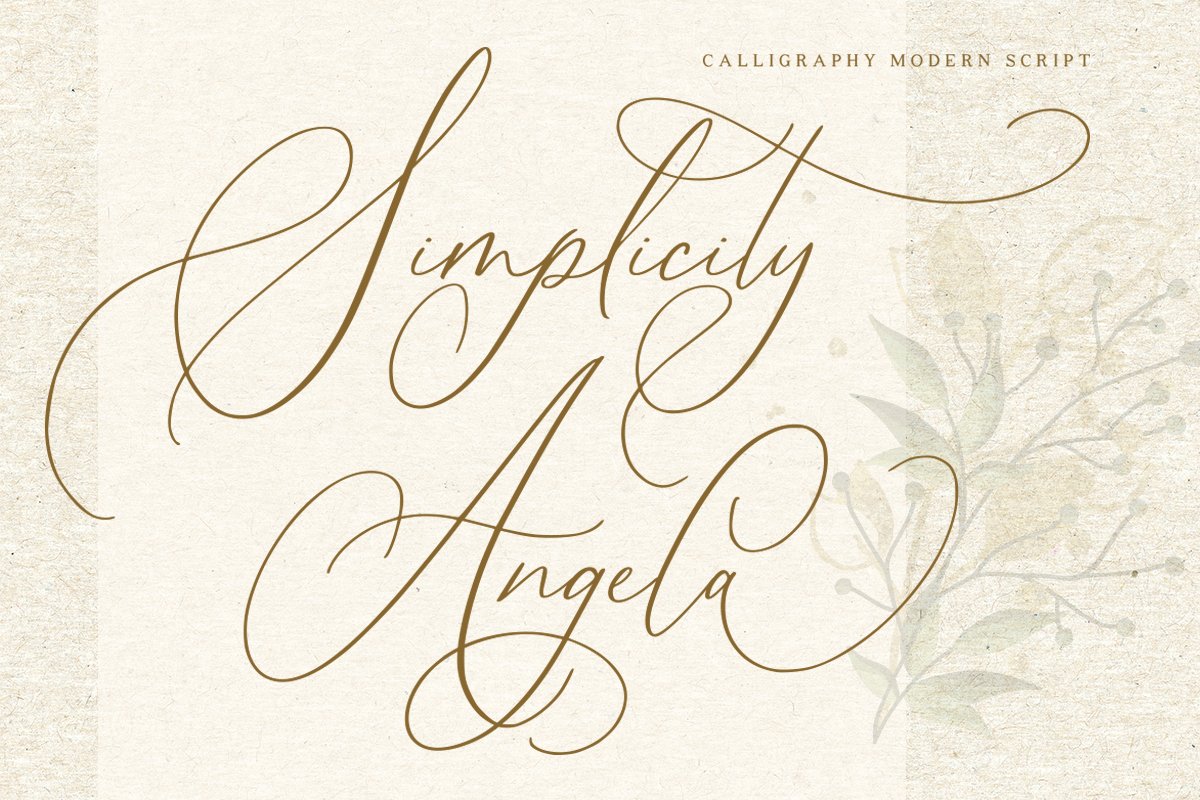 优雅的现代书法英文字体 Simplicity Angela