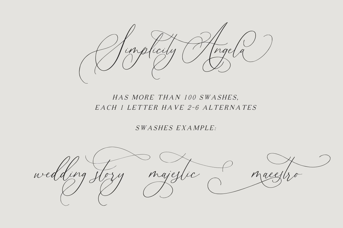 优雅的现代书法英文字体 Simplicity Angela