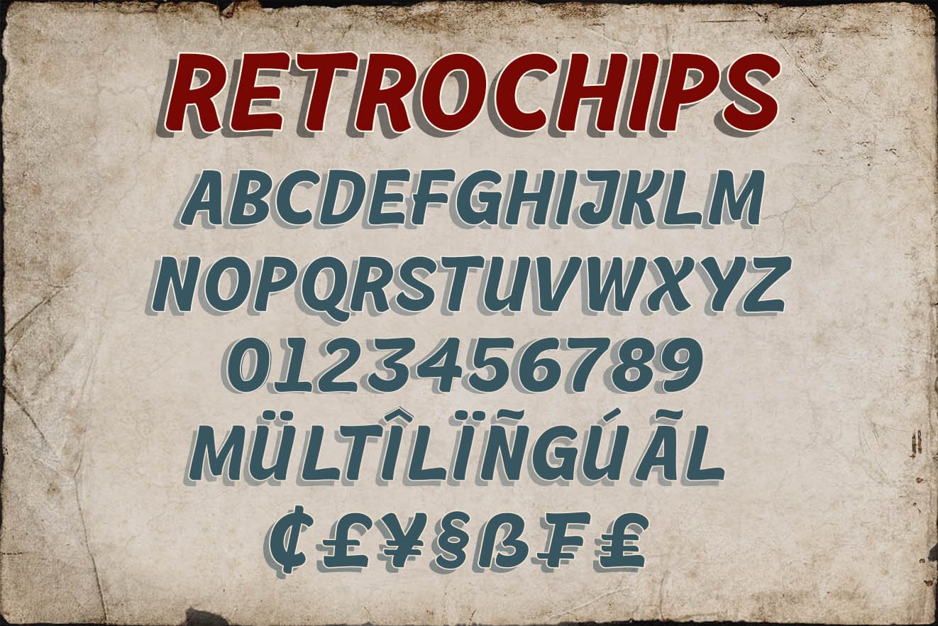 超具复古气息的经典英文字体 Retrochips - Dis