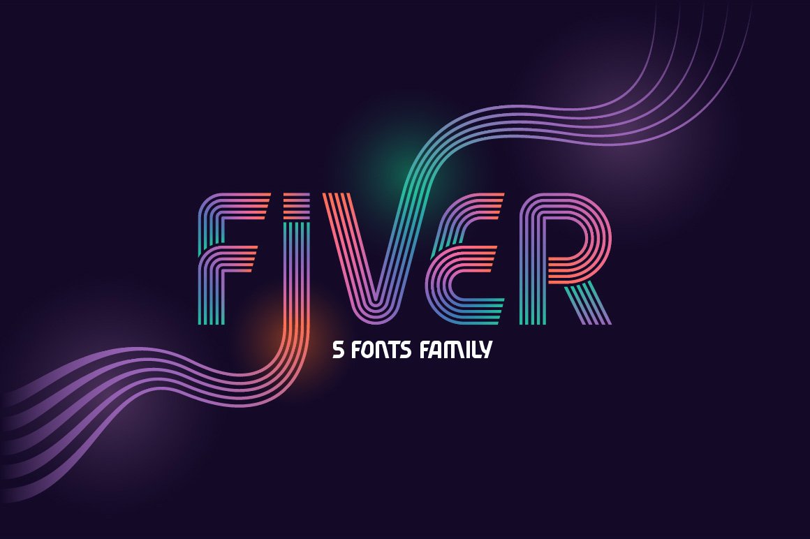 现代线条英文字体 Fiver 5 fonts family