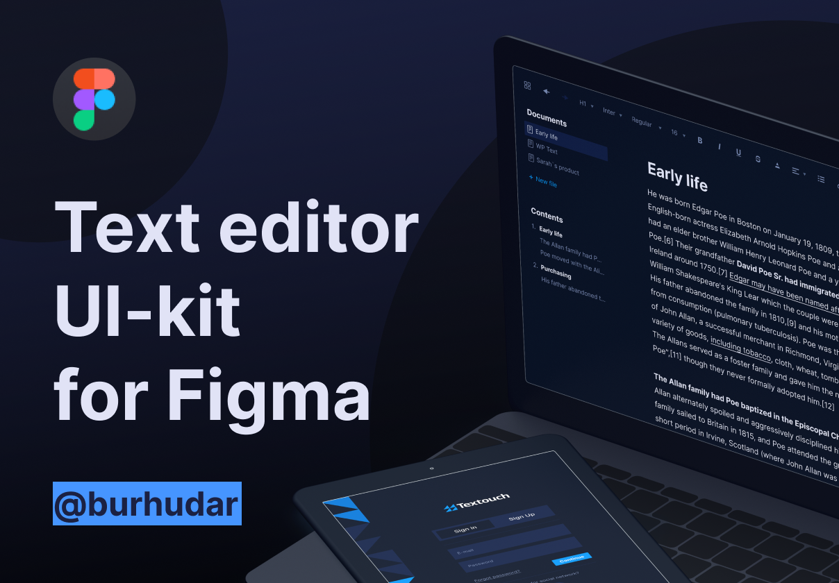 文本编辑器源码模版 Text editor for figm