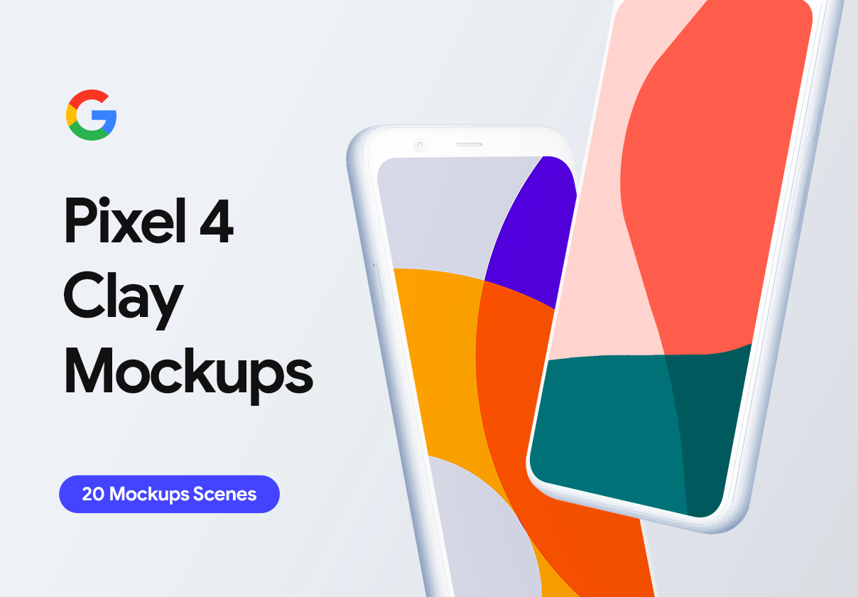 谷歌白模手机样机贴图PSD模版 Google Pixel 4