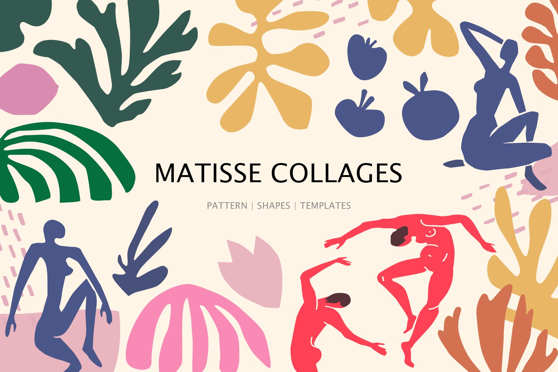 多彩抽象艺术形状拼接图案素材合辑 Matisse colla