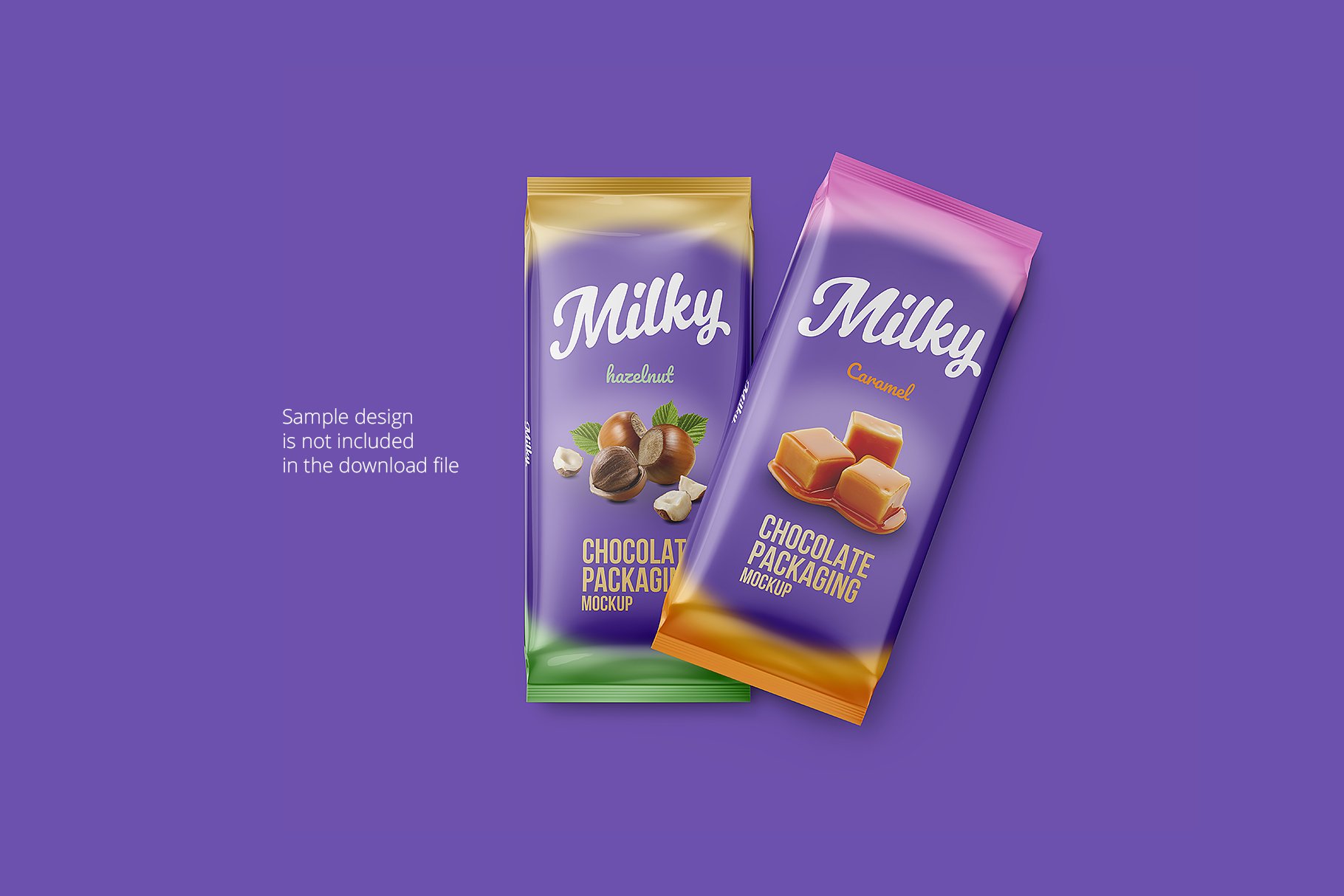 巧克力糖果食品包装设计贴图样机展示模板 Two Chocol