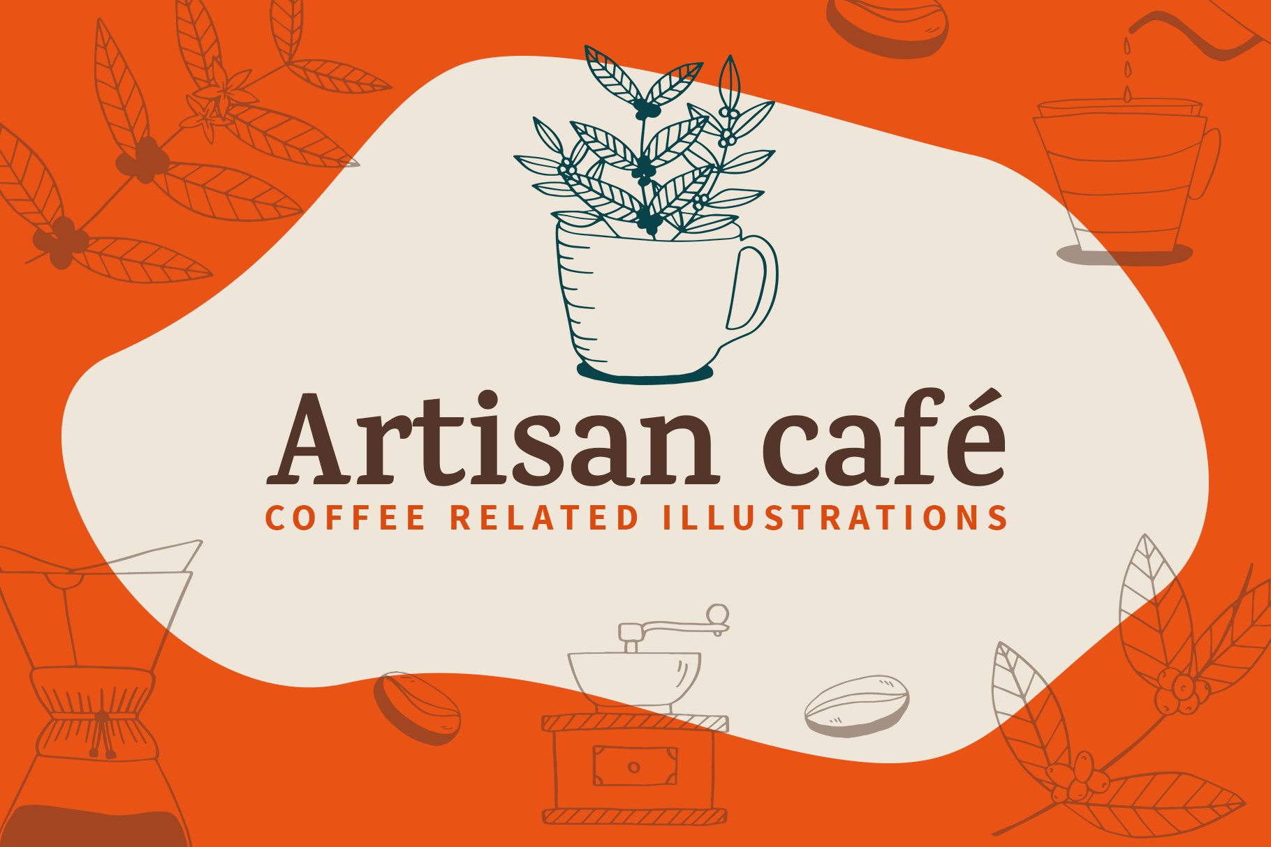 手绘咖啡馆元素插画合辑 Artisan Cafe illus