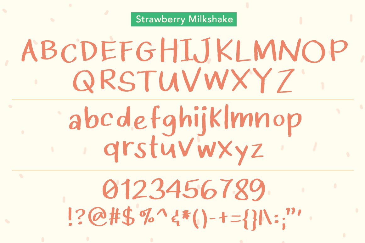 可爱有趣的草莓奶昔的手写英文字体 Strawberry Mi