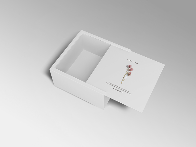 一款抽拉盖纸质礼品盒智能贴图样机
