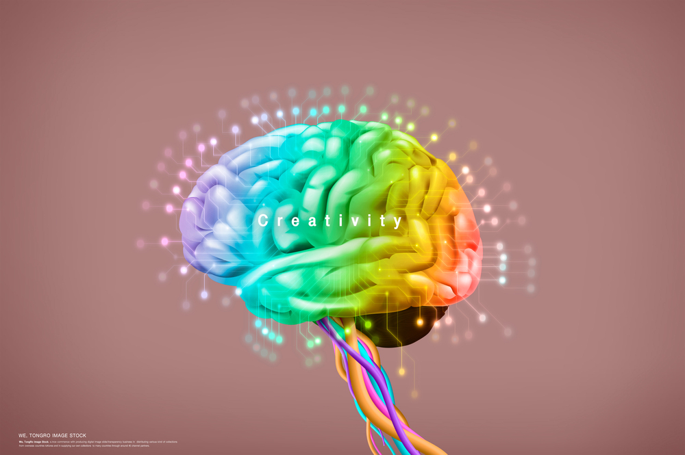 彩色的人工智能AI大脑数据化海报素材