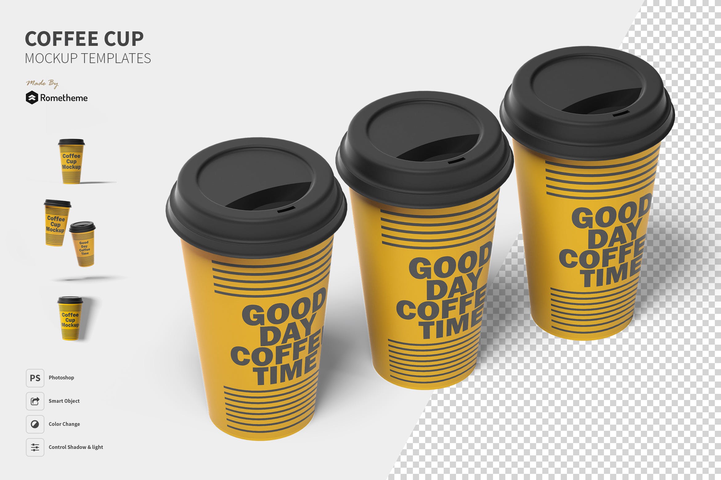 一次性咖啡纸杯设计图样机 Coffee Cup Mockup