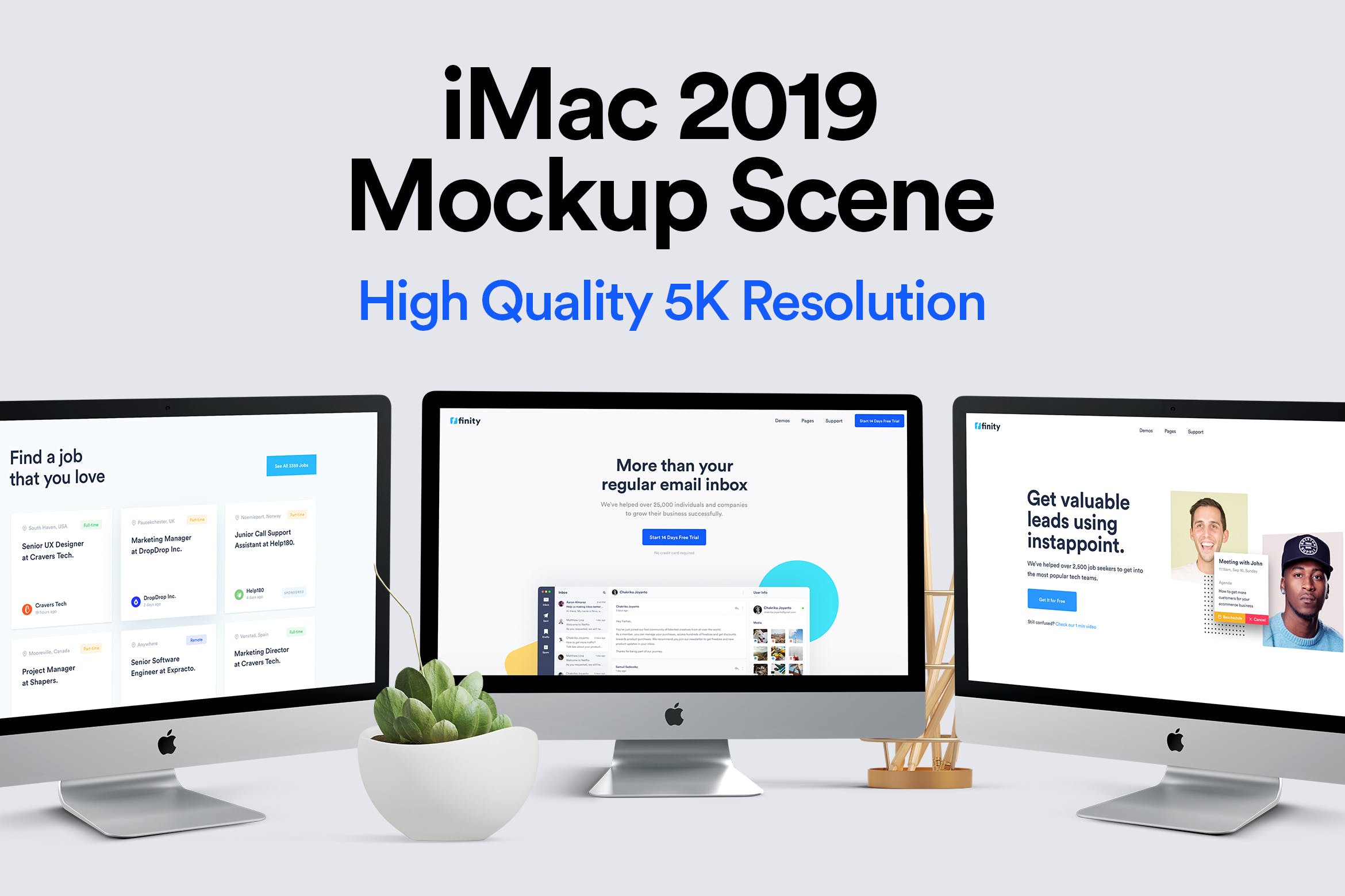 一体机电脑多屏幕预览样机模板 iMac 2019 Mocku