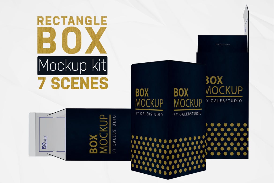 矩形包装盒外观设计效果图样机套装 Rectangle Box