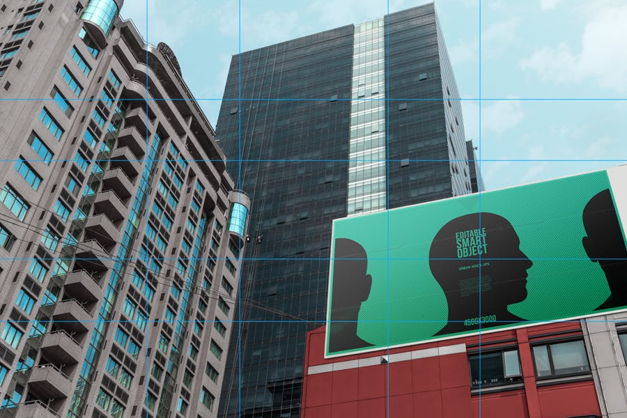 巨幅城市海报广告牌设计效果图预览样机模板