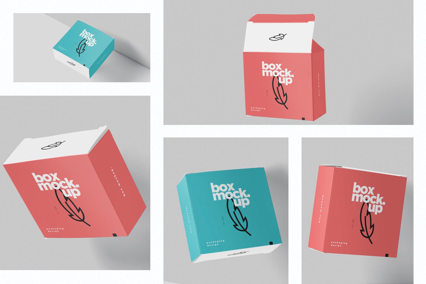 扁平方形包装盒外观设计效果图样机 Box Mockup –