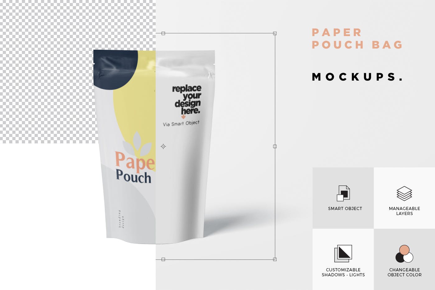 食品自封袋包装设计效果图样机 Paper Pouch Bag