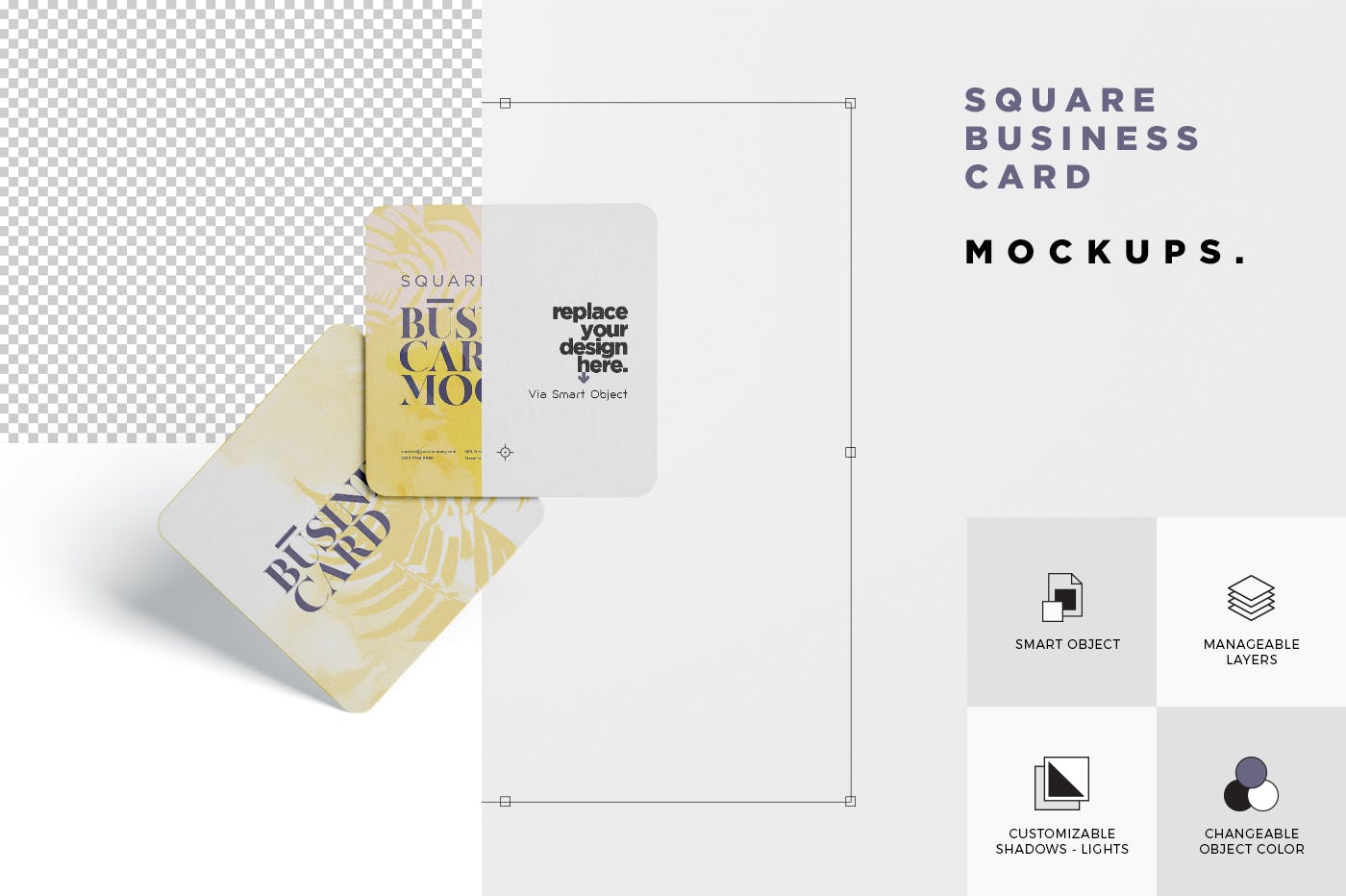 圆角设计风格企业名片效果图样机 Business Card