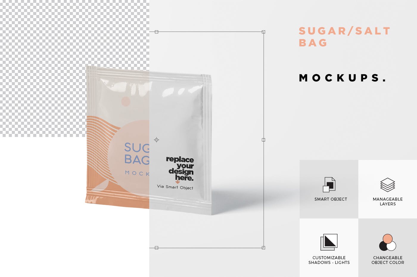 盐袋糖袋包装设计效果图样机 Salt OR Sugar Ba