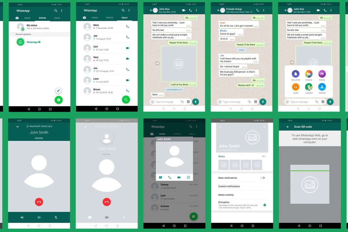 应用界面设计展示样机模板 WhatsApp Mock-Up