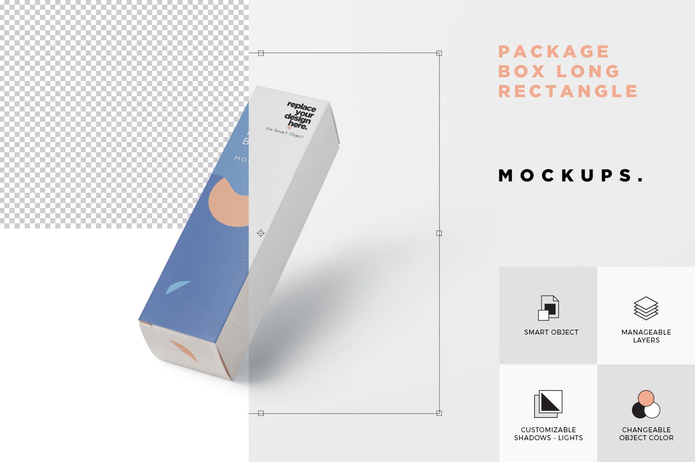 长矩形包装盒外观设计样机 Package Box Mock-