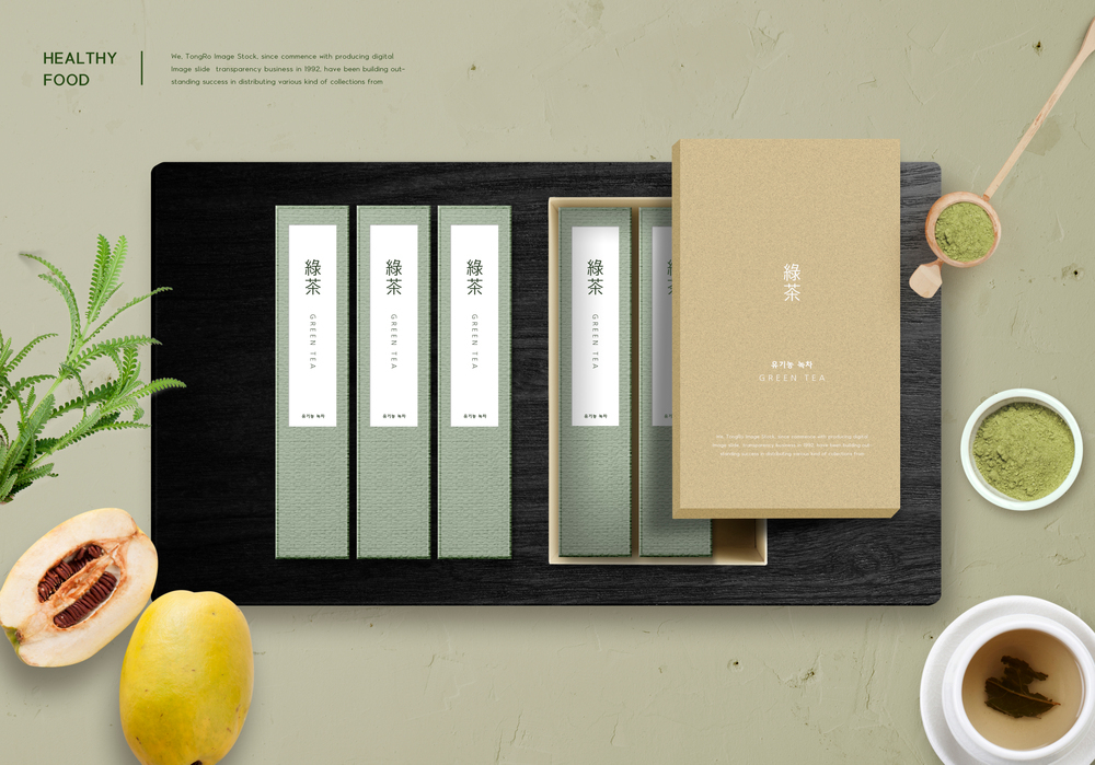 中式传统茶叶绿茶抹茶包装礼盒贴图