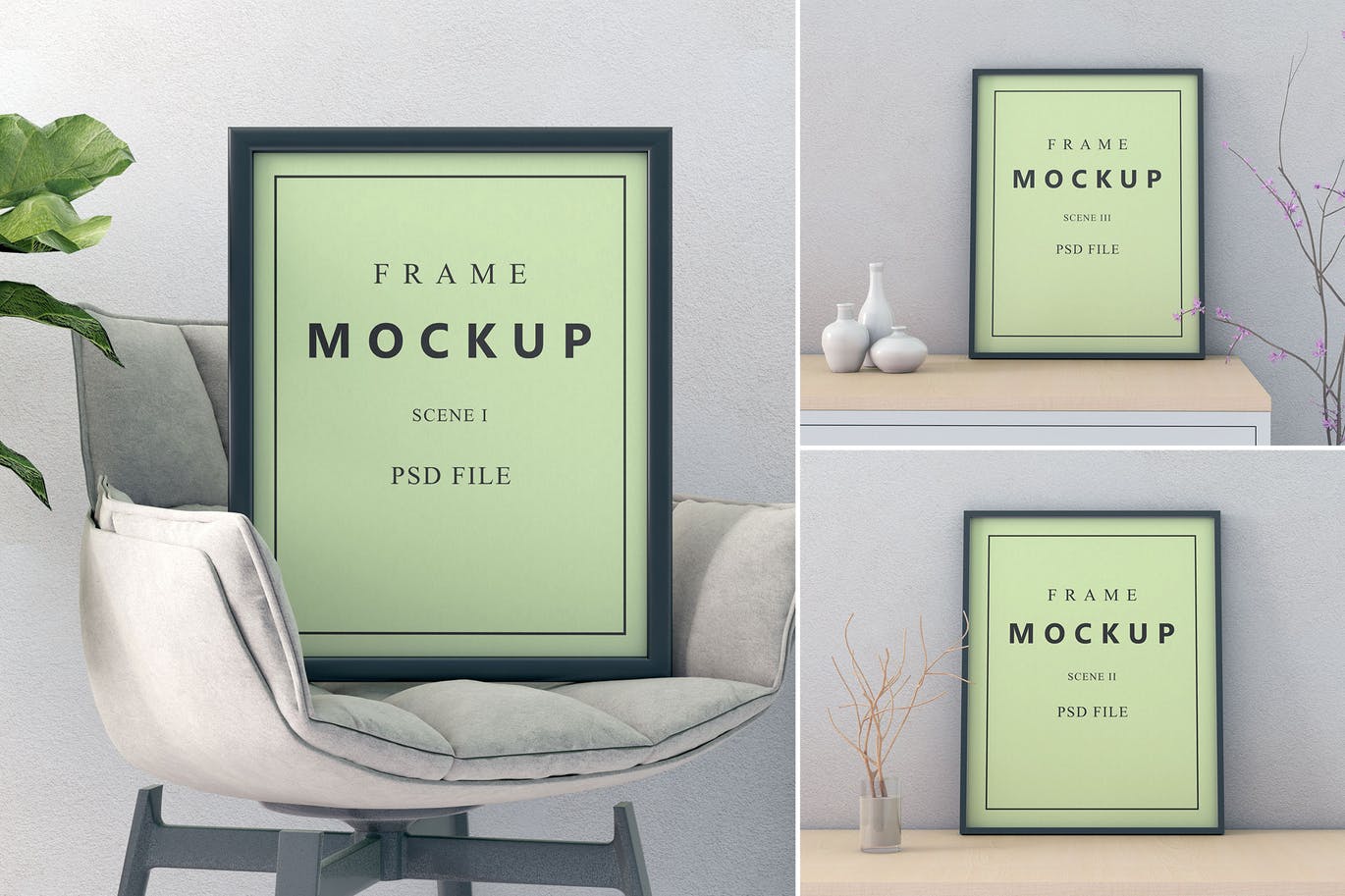 时尚高端简约照片相框海报设计样机展示模型mockups