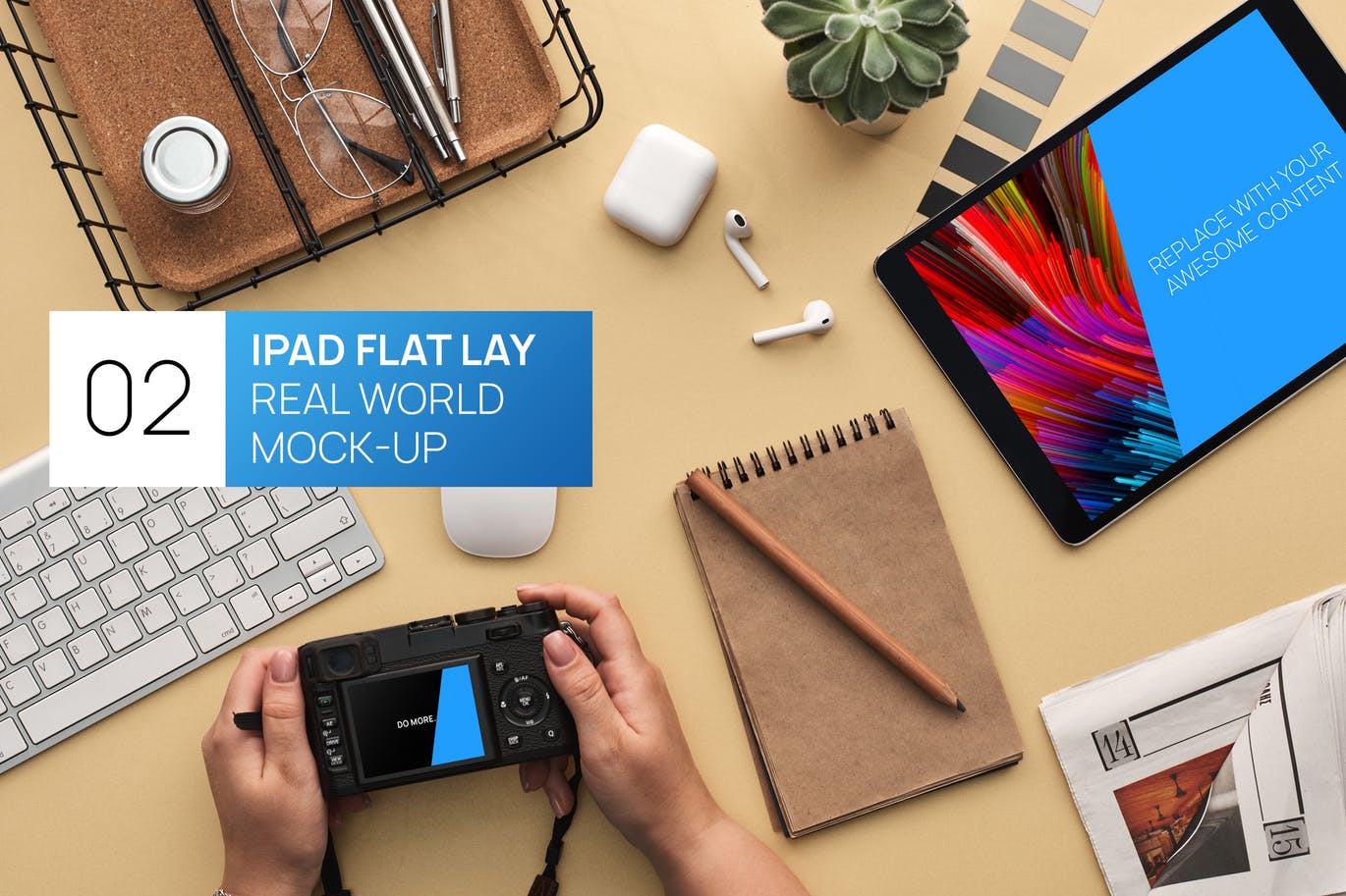 iPad Pro Flat Lay真实世界照片模型VI样机m