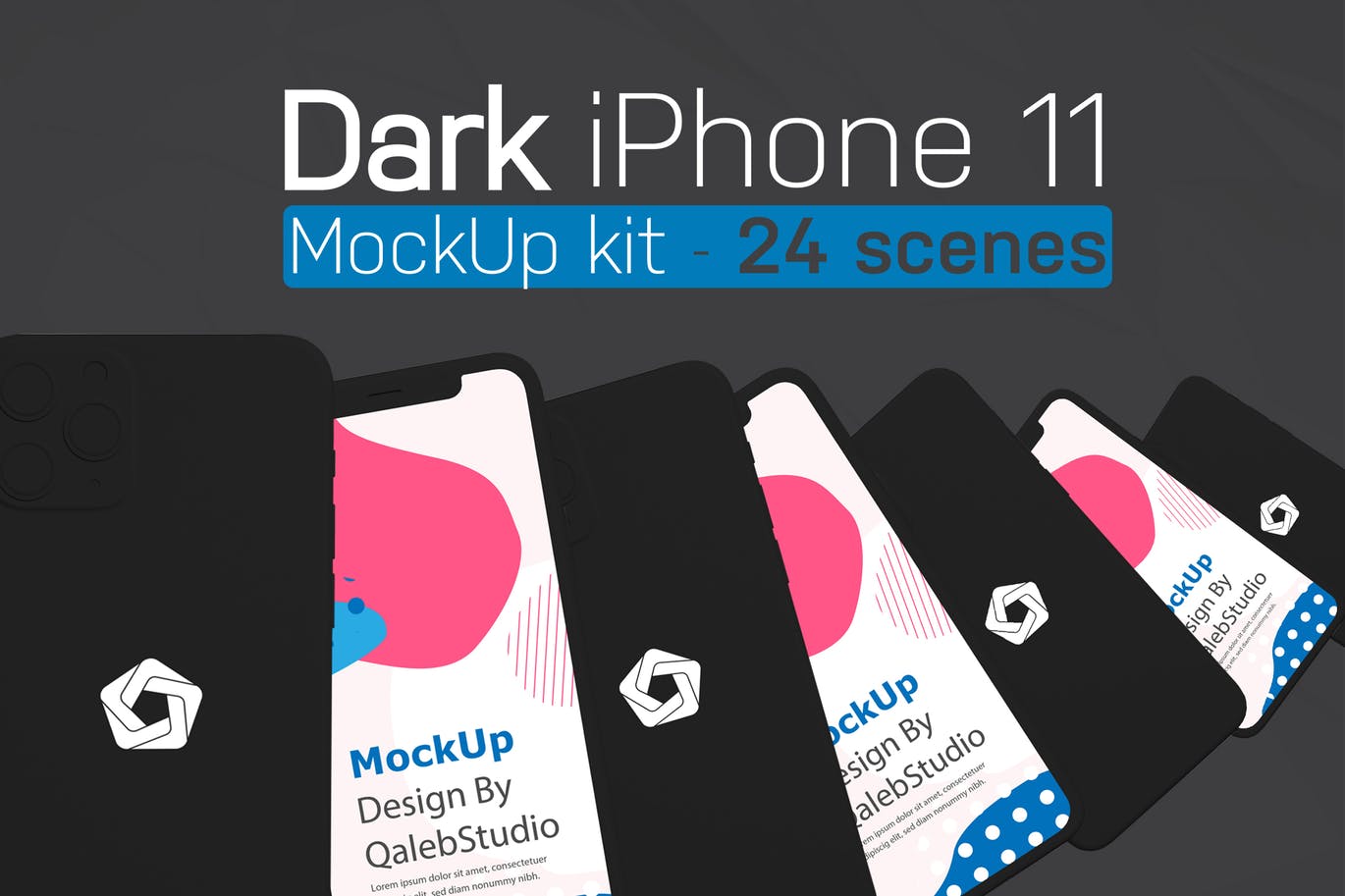 黑色iPhone 11 APP UI样机展示模型mockup