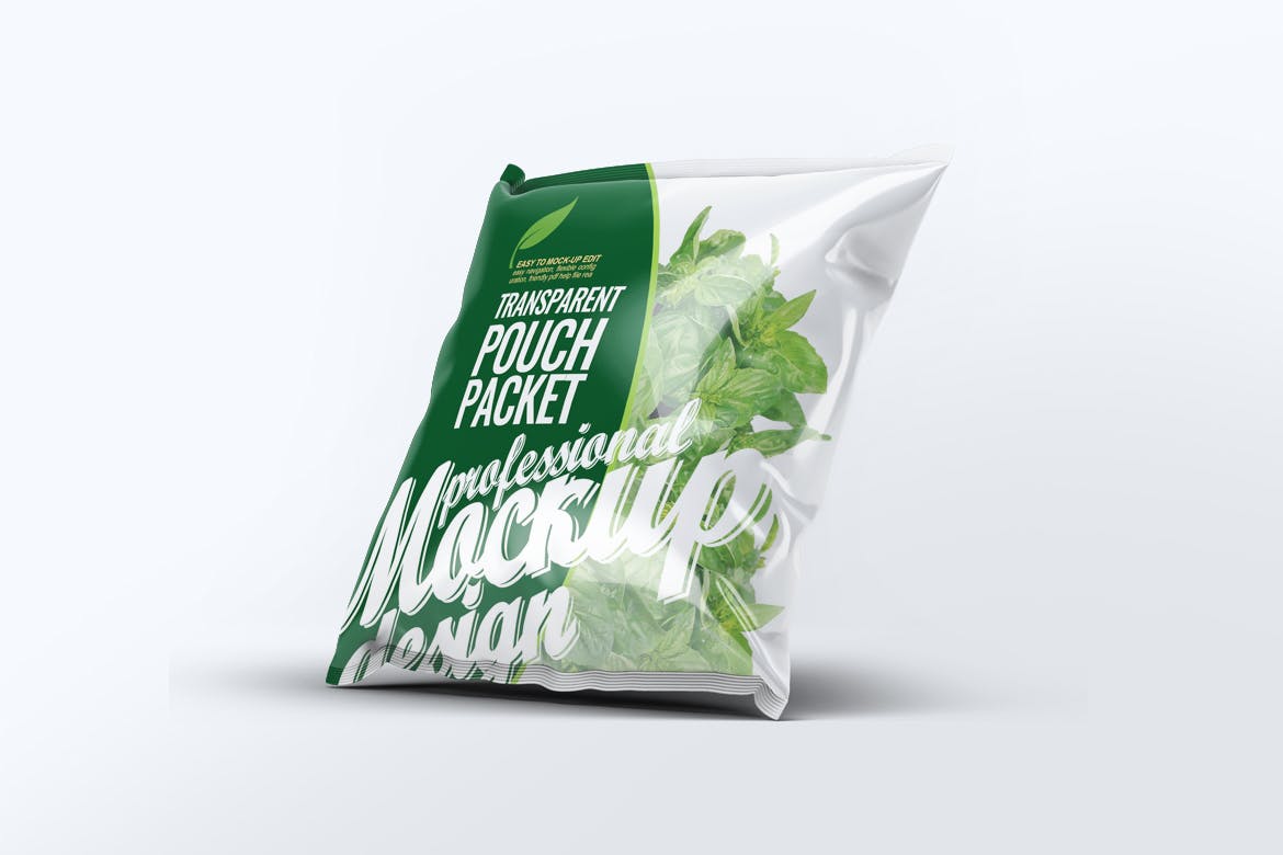 时尚高端逼真质感的高品质透明塑料袋食品包装设计VI样机展示模